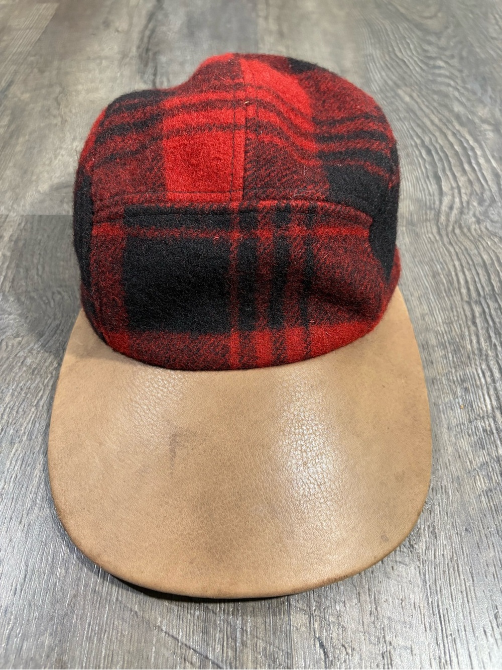 POLO Ralph Lauren Vintage Wool Buffalo Plaid Baseball Cap Leather Bill & Strap